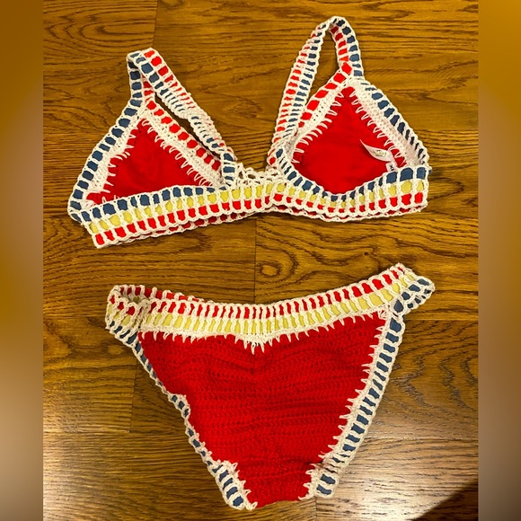 Knit Red White and Blue Bikini Set - Picture 2 of 4